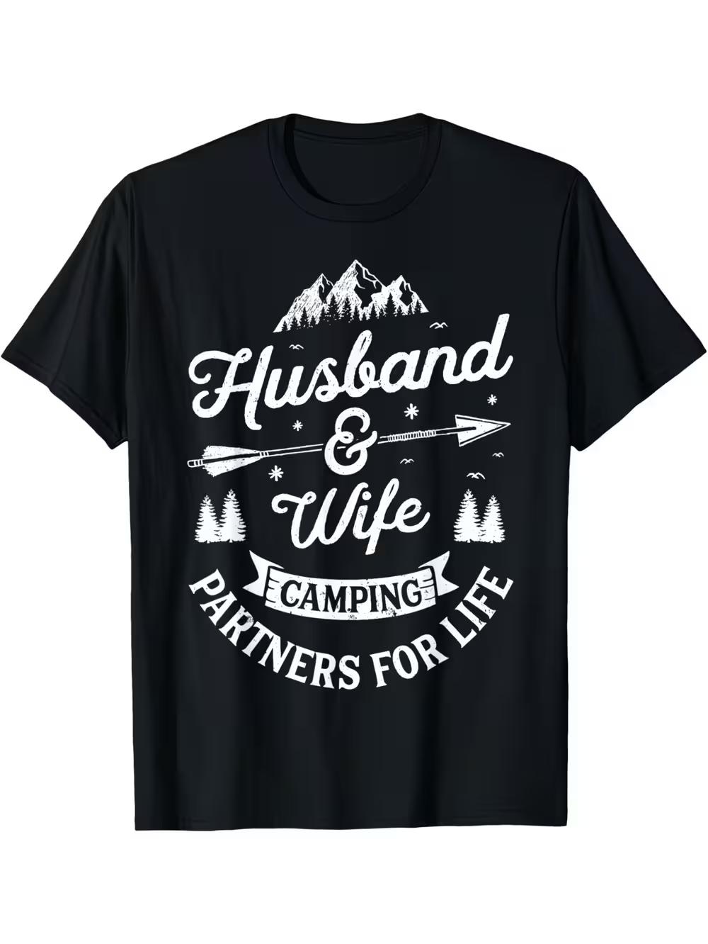 Husband And Wife Camping Partners for Life T Shirt Men Women T-Shirt L