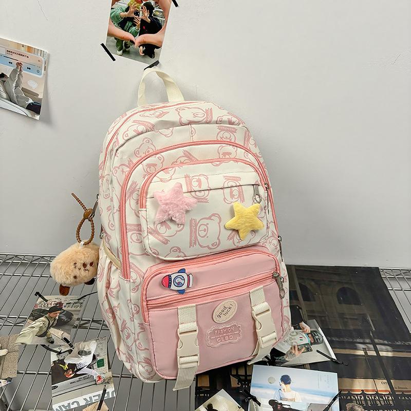 New high-value, fresh, sweet and cute bear backpack, large-capacity backpack for junior high school students