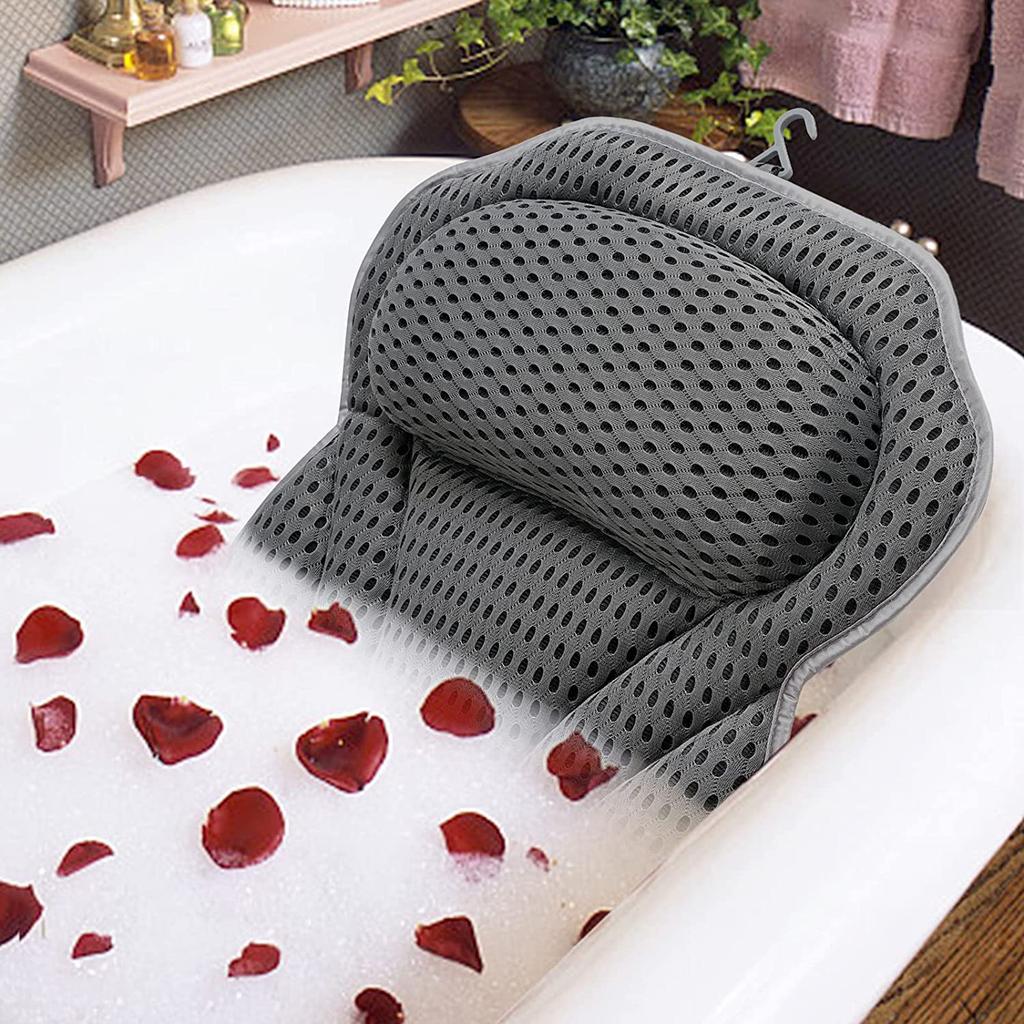 Bath Pillow Luxury Bathtub Pillow, Back Neck Support Pillow,Ergonomic Tub Pillow for Bath with 3D/4D Air Mesh,Portable Bathtub Accessories