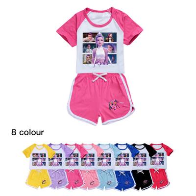 5061 Kinder Mädchen POP Rumi Zoey Mira Print T-Shirt Shorts Sport Trainingsanzug Kleider Set