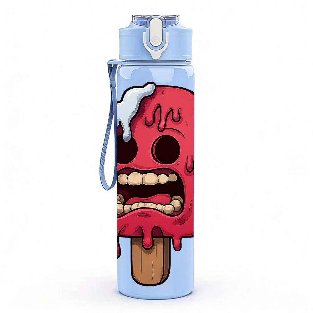 1PC Melting Ice Cream Monster 750ml Color Plastic Sports Water Bottle Leakproof Flip Straw Lid Suitable for Sports Office Home Use