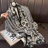 Flower Silk Scarf Shawls Sunscreen Lady Wraps Fashion Mesh Neck Scarves  Party