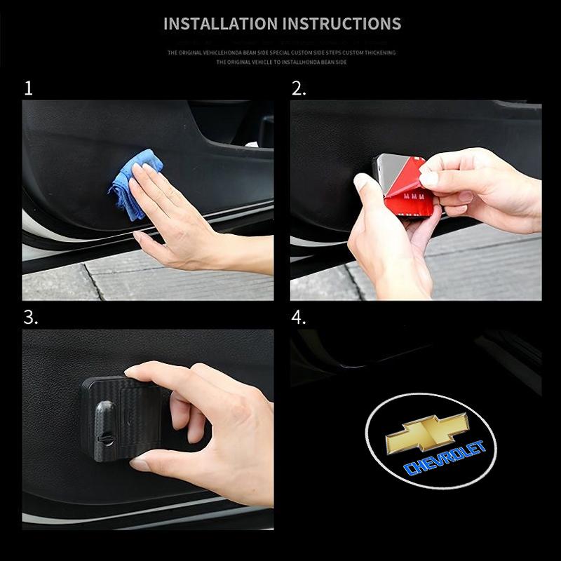 Car Door Welcome Light HD Wireless Projector Lamps Accessories For Chevrolet Trax Camaro Aveo Cruze Sonic Silverado Captiva