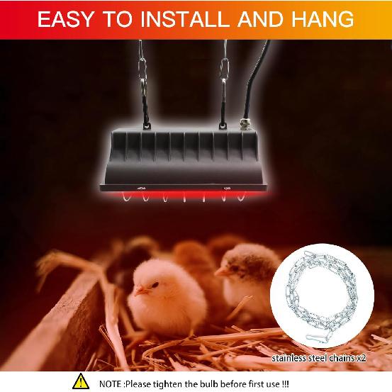 Chicken Coop Heat Lamp 250W Chicken Coop Heater Temperature Adjustable Chicken Brooder Heat Lamp Chicken Heaters for Chick Kitten Puppy Pets (250W-)