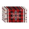 Festive Christmas Printed Linen Placemats - 4-Piece Set