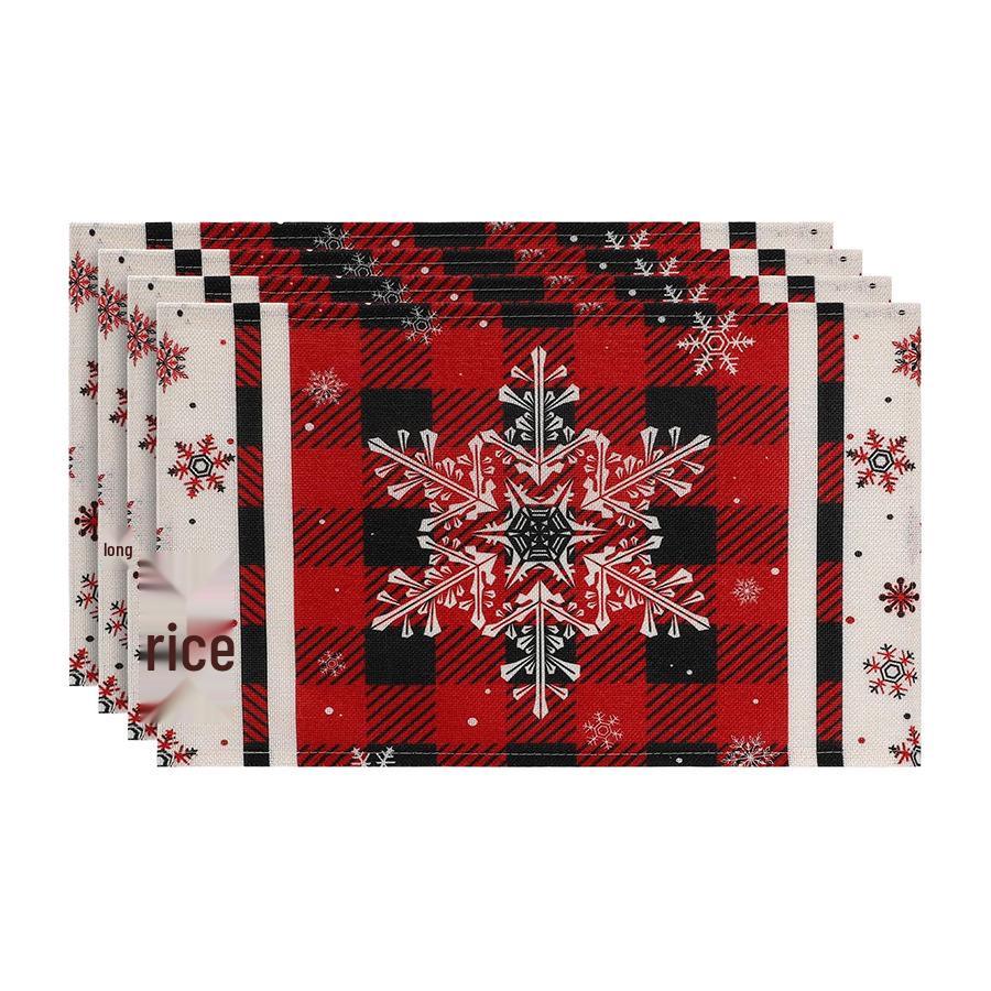 Festive Christmas Printed Linen Placemats - 4-Piece Set