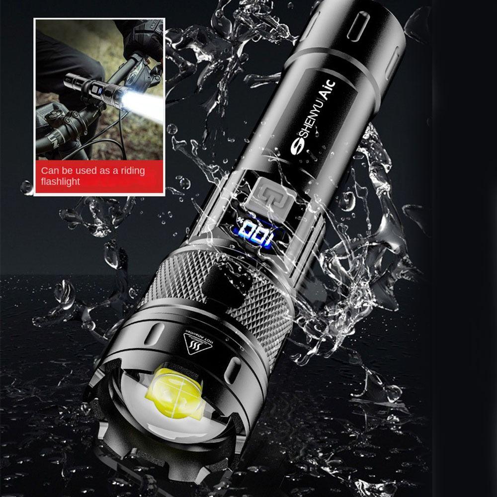 High Power Telescopic  Zoom Torch Powerful Camping Light LED Display  Flashlight  Hiking