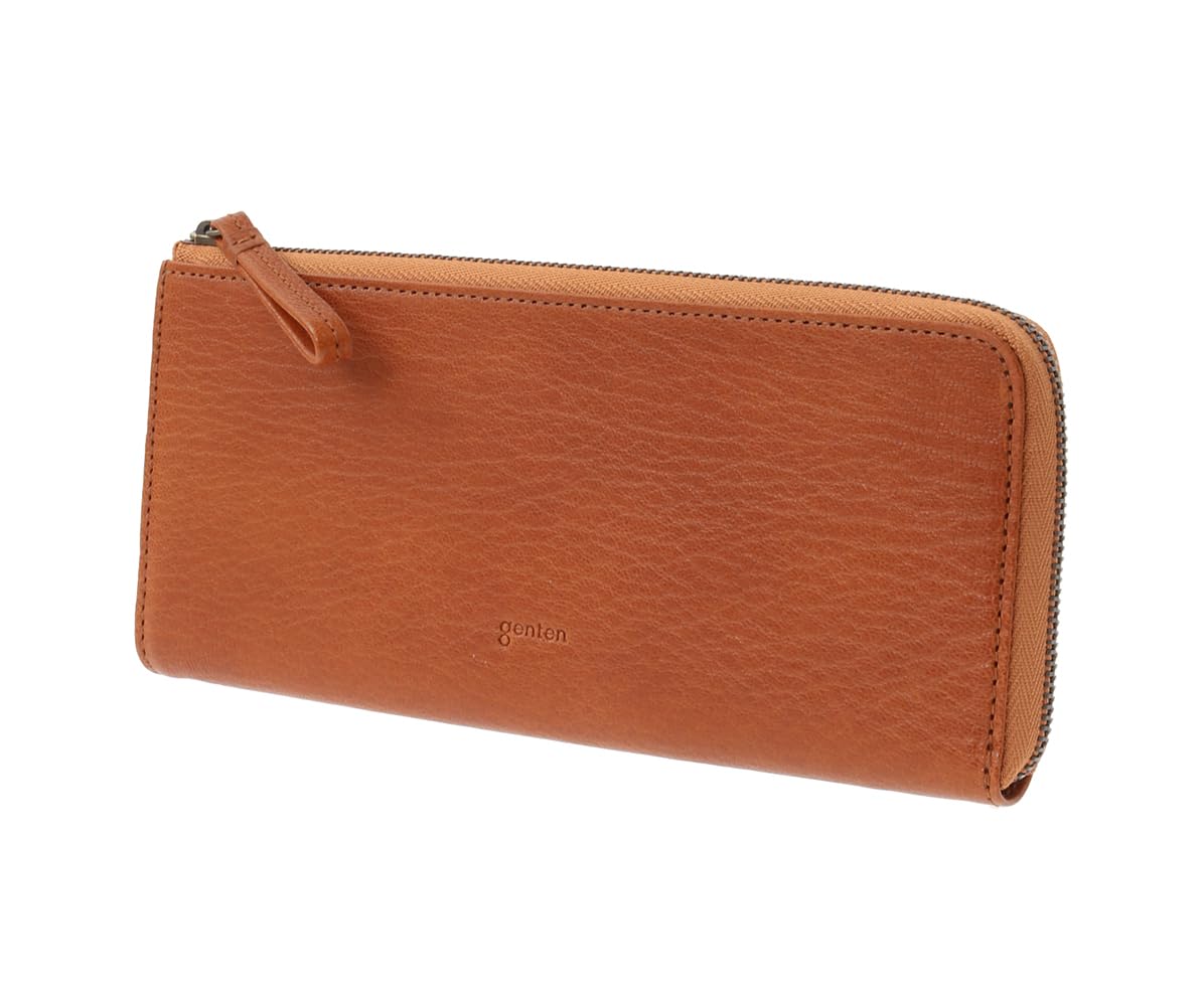 [Genten] Базовый длинный кошелек на молнии из козьей кожи, размер L
