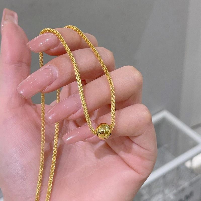 

Simple And Versatile Passepartout Necklace Female Niche Design Sense Responsive Collarbone Chain Round Ball Sweater Chain