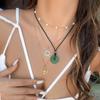 Pull glass safety buckle versatile collarbone chain, sweet cool wax thread big tree niche necklace female