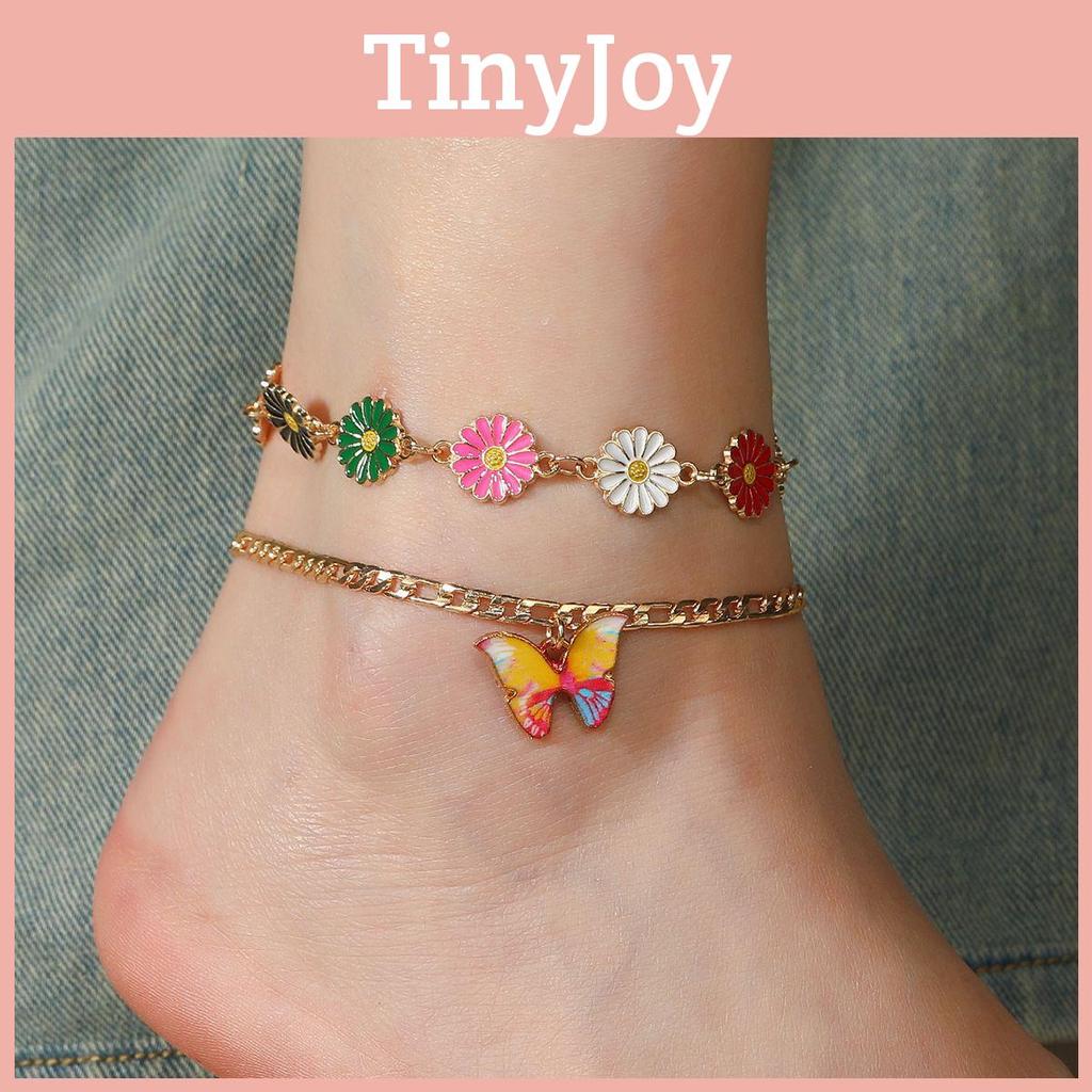 Modern Womens Ankle Bracelet Jewelry With Colorful Daisy Motif For Gift Giving