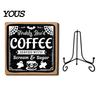 Decorative Signs with Metal Stands Halloween Coffee Bar Wooden Sign Iron Display Stand for Corner Kitchen Station Accessories Tabletop Decor,