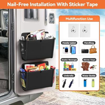 Wall-Mounted RV Storage Bag,Fabric Multi-Compartment Organizer with Mesh Pocket ,Side Pockets for RV,Office,Car Door Organizer