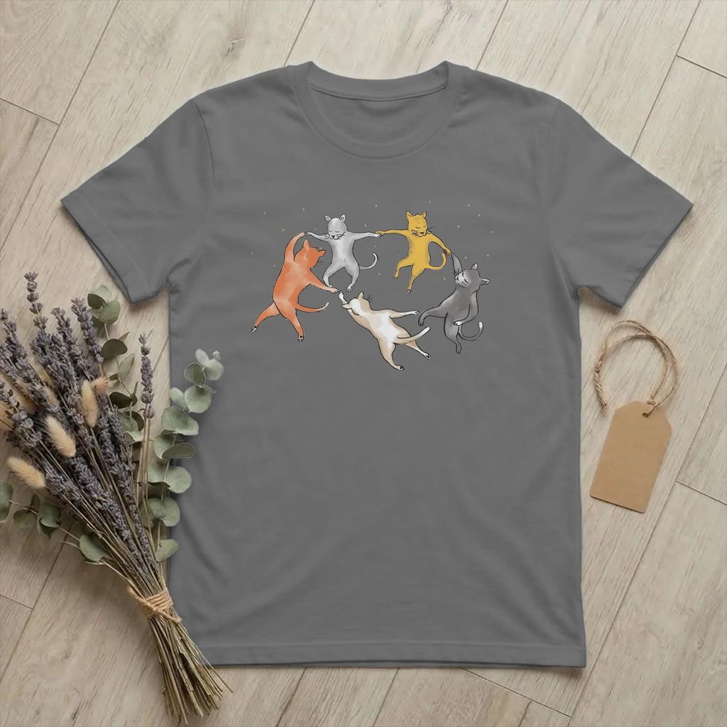 Unisexs TShirt Dancing Cats Cute Meme Funny Cotton Tee Shirt Short Sleeve Cartoon T Shirts Round Neck Clothing Summer