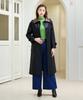 Lbyl Brown Collared Black Cotton Trench Coat