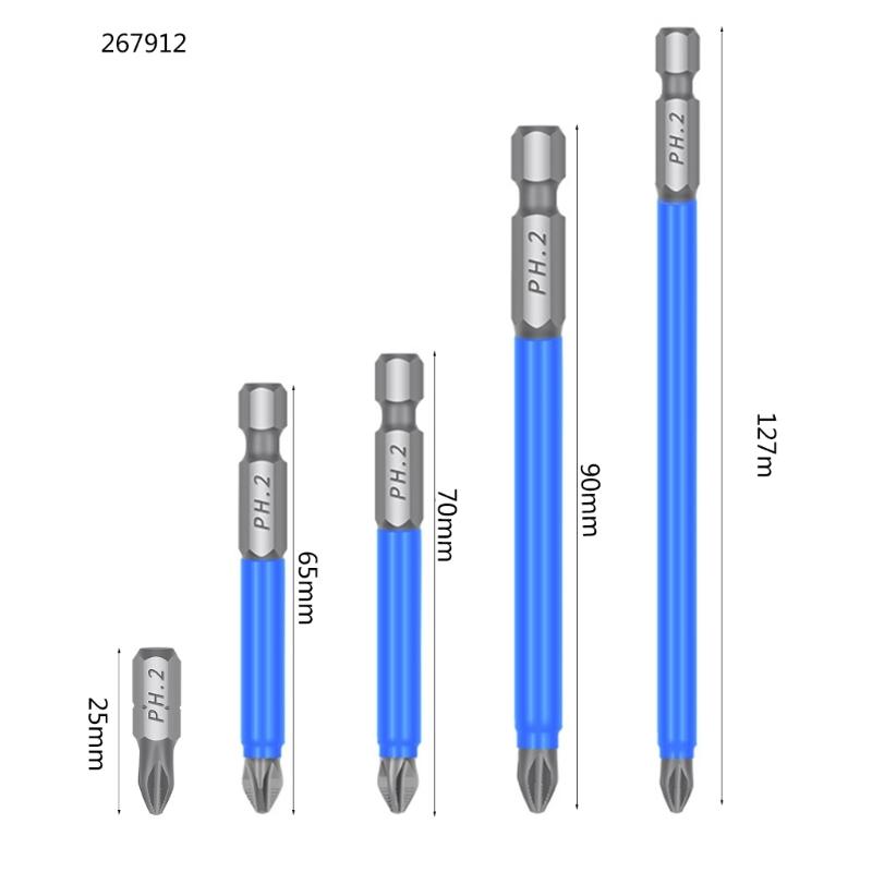 2/3/4/5/7pcs Magnetic Batch Heads Impact Strong Cross High Hardness 25/50/65/70/90/127/150mm for PH2 Screwdriver Set
