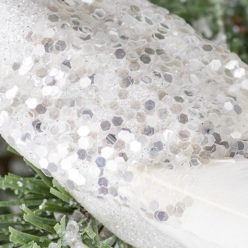 1/2Pcs Hanging Pendant Glittering White Peacock Tree Decor with Long Tail 40cm Christmas Ornament Christmas Tree Toppers Clip-On