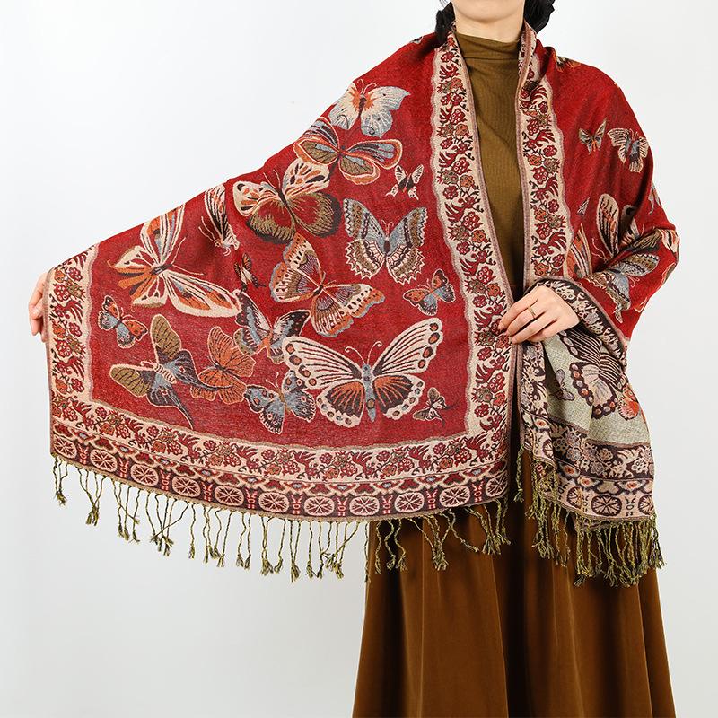 New retro tassel long shawl travel out long scarf scarf women's autumn and winter fashion scarf