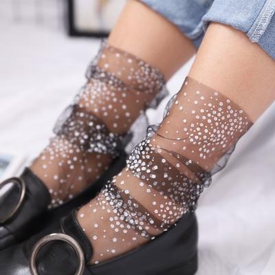 Sexy Lace Mesh Fishnet Socks Mixed Fiber Transparent Stretch Elasticity Ankle Net Yarn Thin Women Cool Socks 1pair