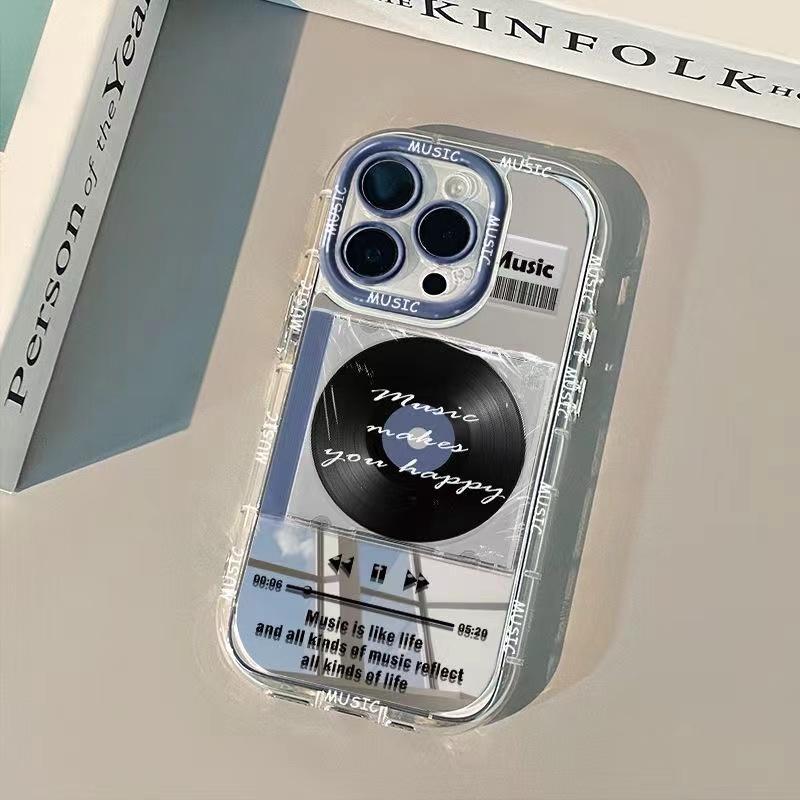 Music Player Pattern Fashion Mirror Phone Case For iPhone 17 Pro 16 15 14 13 12 11 Pro Max 7 8 Plus XR X XS Max 16E 17E Cover