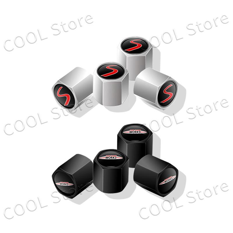 4Pcs Car Styling John Cooper Works Emblem Auto Wheel Tire Air Valve Caps Dust Cover For Mini Cooper S Logo R52 R53 R58 F55 F56K