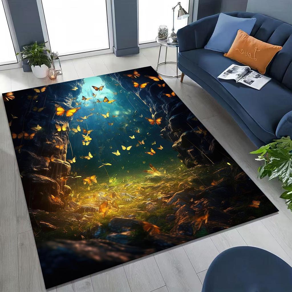 27 Style Dream Butterfly Flower Cartoon Rug Carpet for Bedroom Living Room Sofa Home Doormat Decor,Kids Play Non-slip Floor Mat