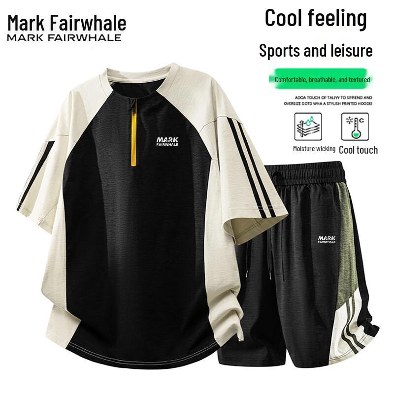 MARK FAIRWHALE Men s Summer Quick-Dry Short Sleeve Sport Set 2XL