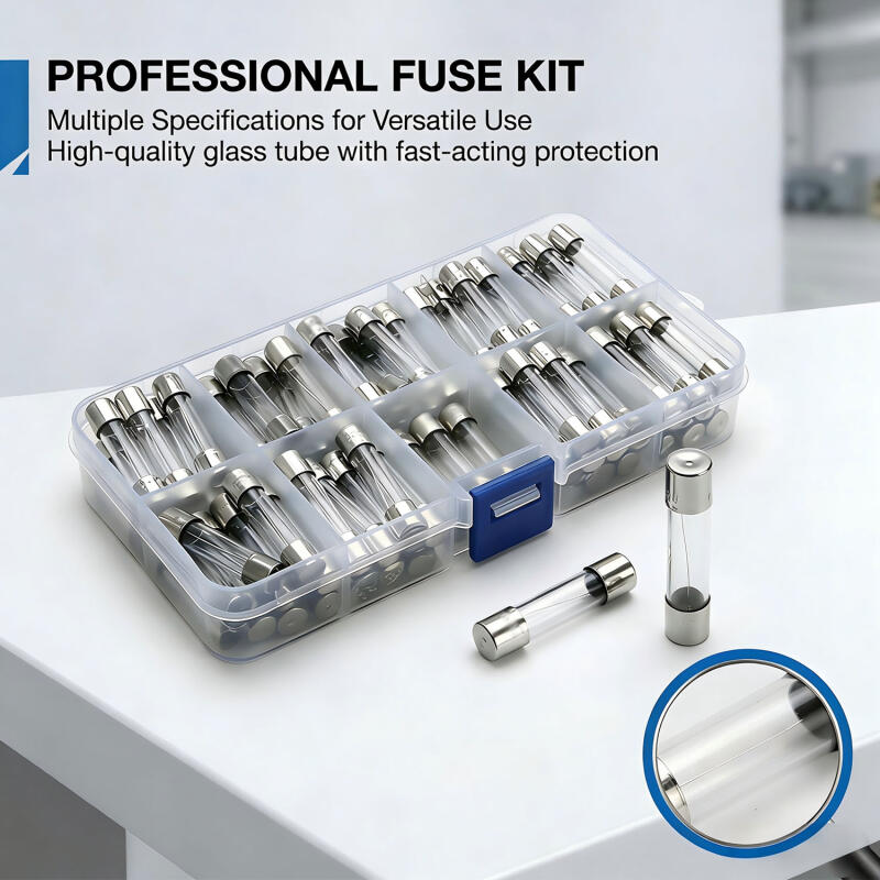 Car Fast-Blow Glass Tube Fuses 0.1A~35A Quick Blow Car Glass Tube Fuses Assorted Kit for Car Light Inflator