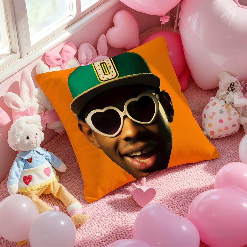 Rapper T-Tyler the Creator Cushion Cover Pattern Printed Pillowcase for Living Room Sofa Cushion Cover & Bedroom Decor
