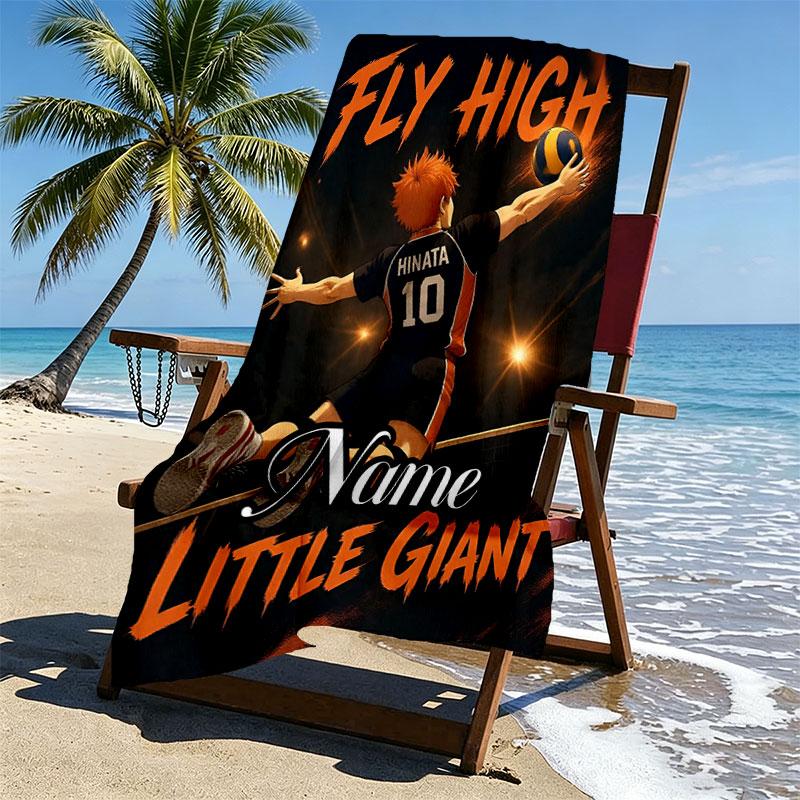 Custom Name Personalized Haikyu Print Beach Towel, for Trip Camping Beach Party Home Decor, Birthday Gift for Family & Friends