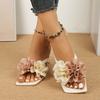 French Beautiful Not Tired Feet Sandals Wear Women's Shoes 2025 New Fairy Style Flower Square Head Thick Heel Sandals