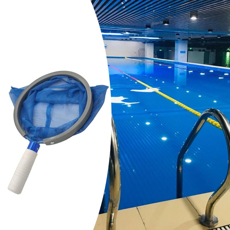 Convenient Pool Leaf Net Catcher with Blue Mesh Aluminum Handle Skimmer Swimming Pool Cleaning Tool Accessories