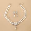 Fashion Imitation Pearl Necklace Two Layer Pearl Necklace Earrings Jewelry Beaded Necklace
