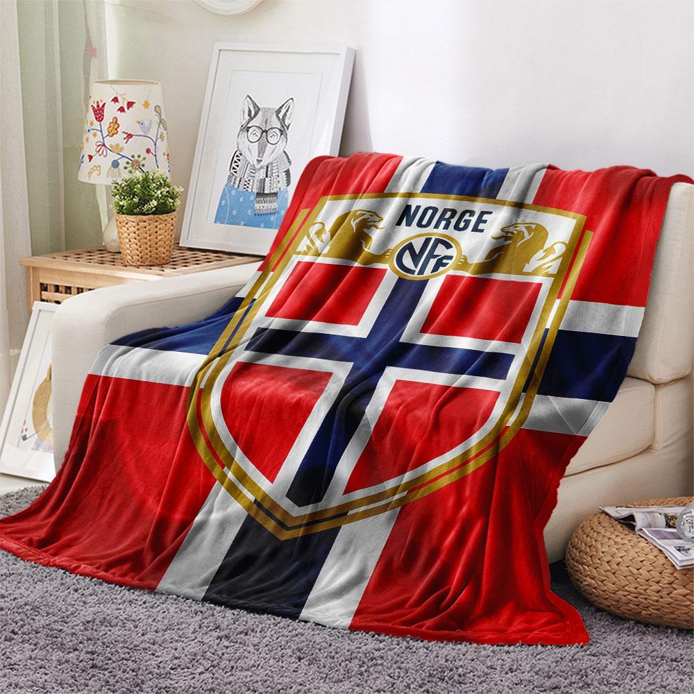 Norway Football Printed Flannel Blanket, Soft Throw for Bedroom Sofa, Washable,soccer Fan Merchandise, Great Gift.