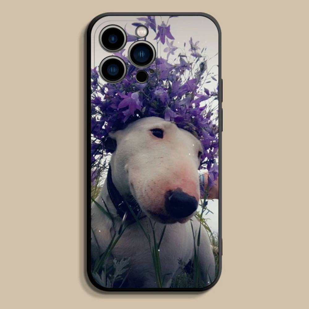 Funny Bull t-Terrier Dog Phone Case For iPhone 17,16,15,14,13,12,Pro,Max,Plus,E,SE4,Air,Mini Black Soft Cover