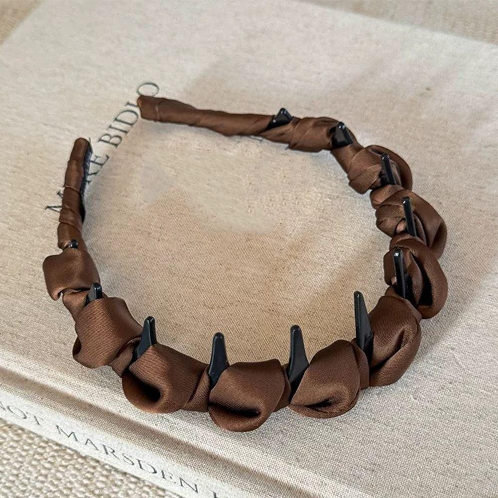 Wave Pattern Wrapped Hair Hoop Comfortable Non-Slip Headband Women's Satin Hairband  Daily Wear