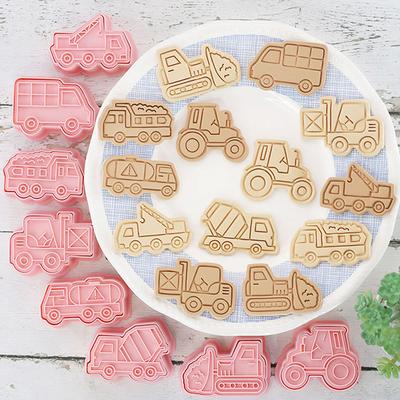 8 bucăți/set vehicule mașini biscuiți matrițe 3D desene animate biscuiți forma biscuiți