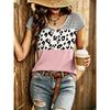 Womens V-Neck Short Sleeve Loose T-Shirt With Colorful Polka Dot Print Casual Oversized Top Daily Wear