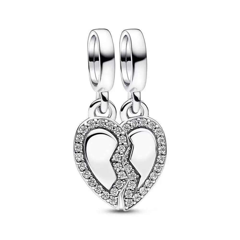 Letter Mom Pendant S925 Pure Silver Bird Heart Sun Moon Charm Snake Bone Chain Beads Accessories Women's Jewelry Gift