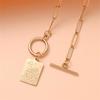Stainless Steel Ot Buckle Square Brand Pendant Necklace, Star Moon Flower Necklace Sweater Chain