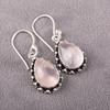 Rose Quartz Gemstone 925 Sterling Silver Jewelry Statement Hook Earrings 1.41" EE-97-23