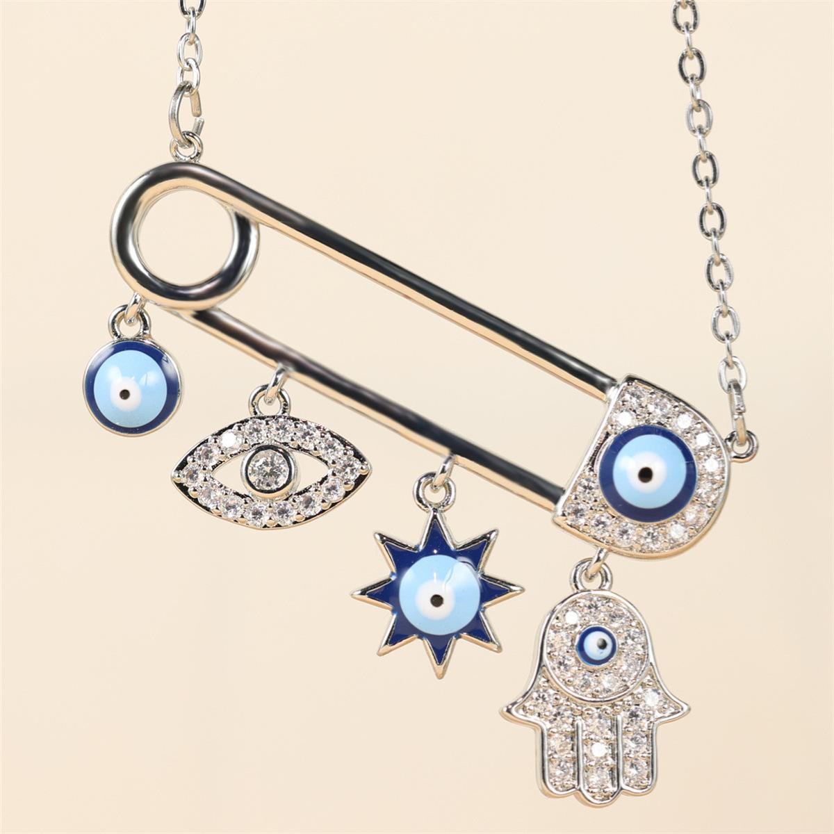

Wish the new devil s eye paperclip necklace simple personality elegant necklace срібний