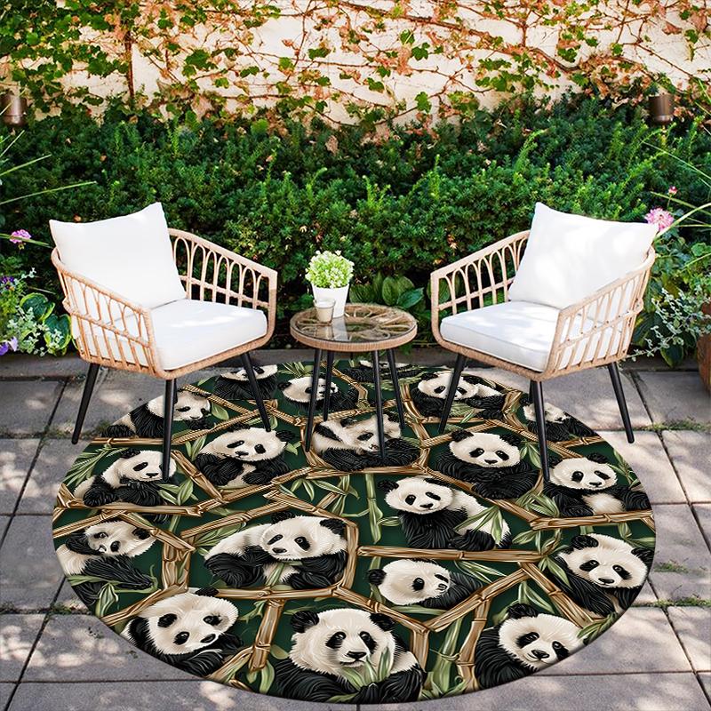 Panda Pattern Round rug,Carpet Rug for Living Room Bedroom Sofa Playroom Decor,Non-slip Floor Mat,Holiday Gifts and Birthday Gifts