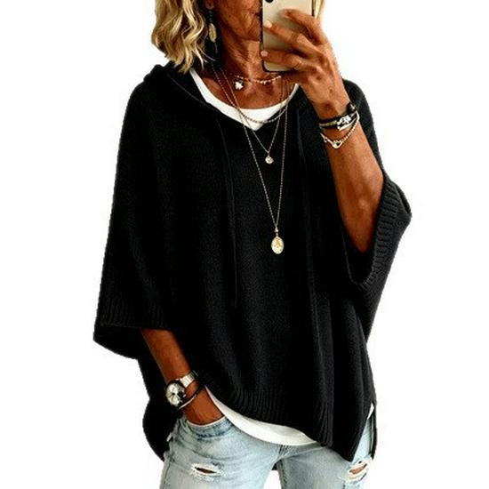 2026 Women's Knit Hooded Sweatshirt - Autumn Woolen Loose Fit