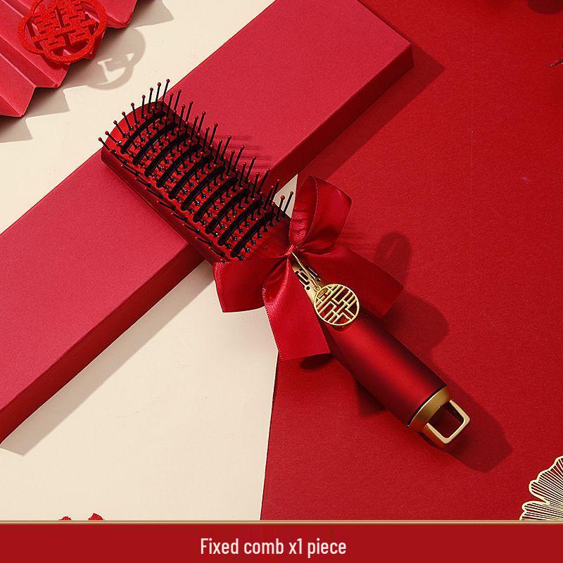 Mitgift der chinesischen Braut: Roter Luftkissen-Kamm-Set - Flauschiger Airbag, Ein Paar mit Geschenkbox für Hochzeiten