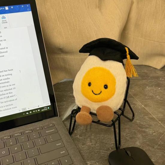 Boiled Egg Stuffed Toy 5.5 Inches Happy Boiled Plush Fluffy Egg Plushie