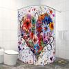 Colorful Heart With Flowers Waterproof Shower Curtain For Modern Bathroom Decor, Stylish And Durable, Perfect For Home Use