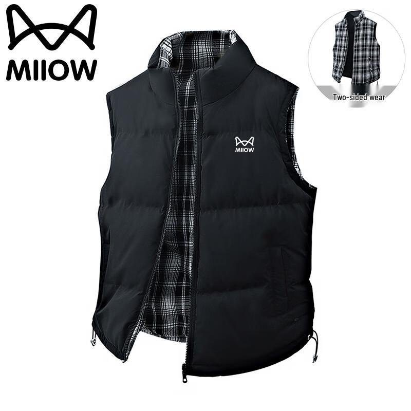 

Mao Ren Men s Reversible Plaid Stand-Collar Vest L