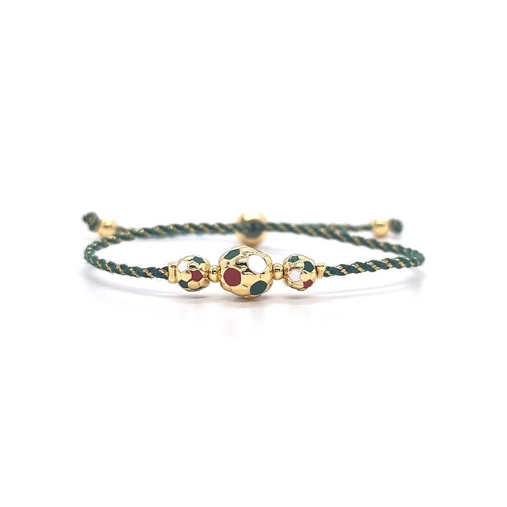Adjustable Cord Football Beaded Bracelet Gold Silver Plated Braided Cord Bracelet  For Women Men