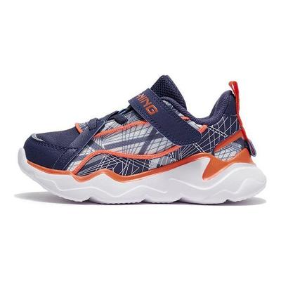Li Ning Comfortable Non-Slip Shock Absorbing Wear-Resistant Breathable Lightweight Sports Shoes Kids Sneakers Dark-Blue YKNR136-3